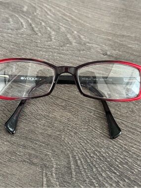 Vogue Two-Tone Rectangular Glasses in Red and Black - NO PRESCRIPTION!